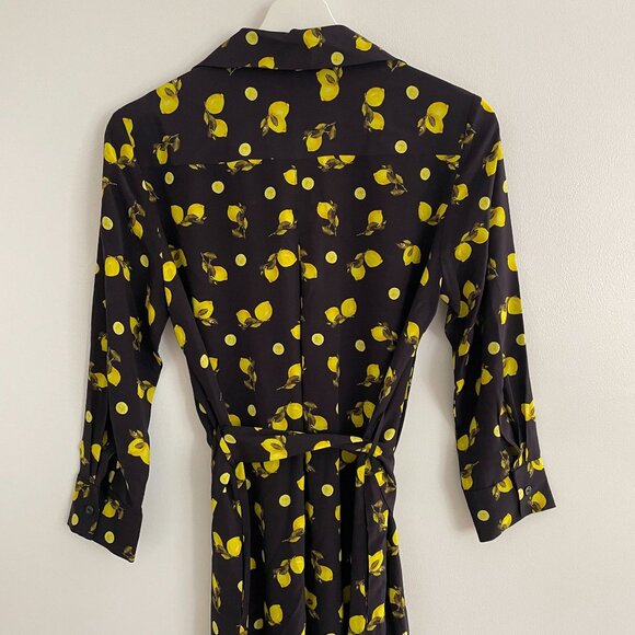 L'Agence Lemon Print Cameron Long Maxi Shirt Dress Silk Sz XS - Picture 7 of 8